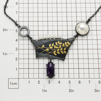 Japanese bush clovers and a full moon necklace