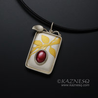 (C) KAZNESQ: Japanese red patina Hido and Keum Boo pendant of akebi
