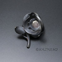 (C) KAZNESQ: Asterism brown stone nature inspired flower and leaf ring