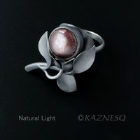 (C) KAZNESQ: Asterism brown stone nature inspired flower and leaf ring