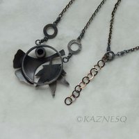 (C) KAZNESQ: Ginkgo and red maple leaf necklace, autumn jewelry gift for her