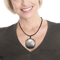 (C) KAZNESQ: The moon and blossoms Keum Boo silver circle pendant necklace