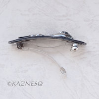 (C) KAZNESQ: Silver Barrette of sculptural KOI fish