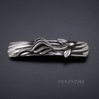 (C) KAZNESQ: Silver Barrette of sculptural KOI fish