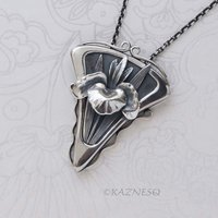 Handcrafted Sterling Silver Iris Pendant - Sculptural Botanical Art Necklace