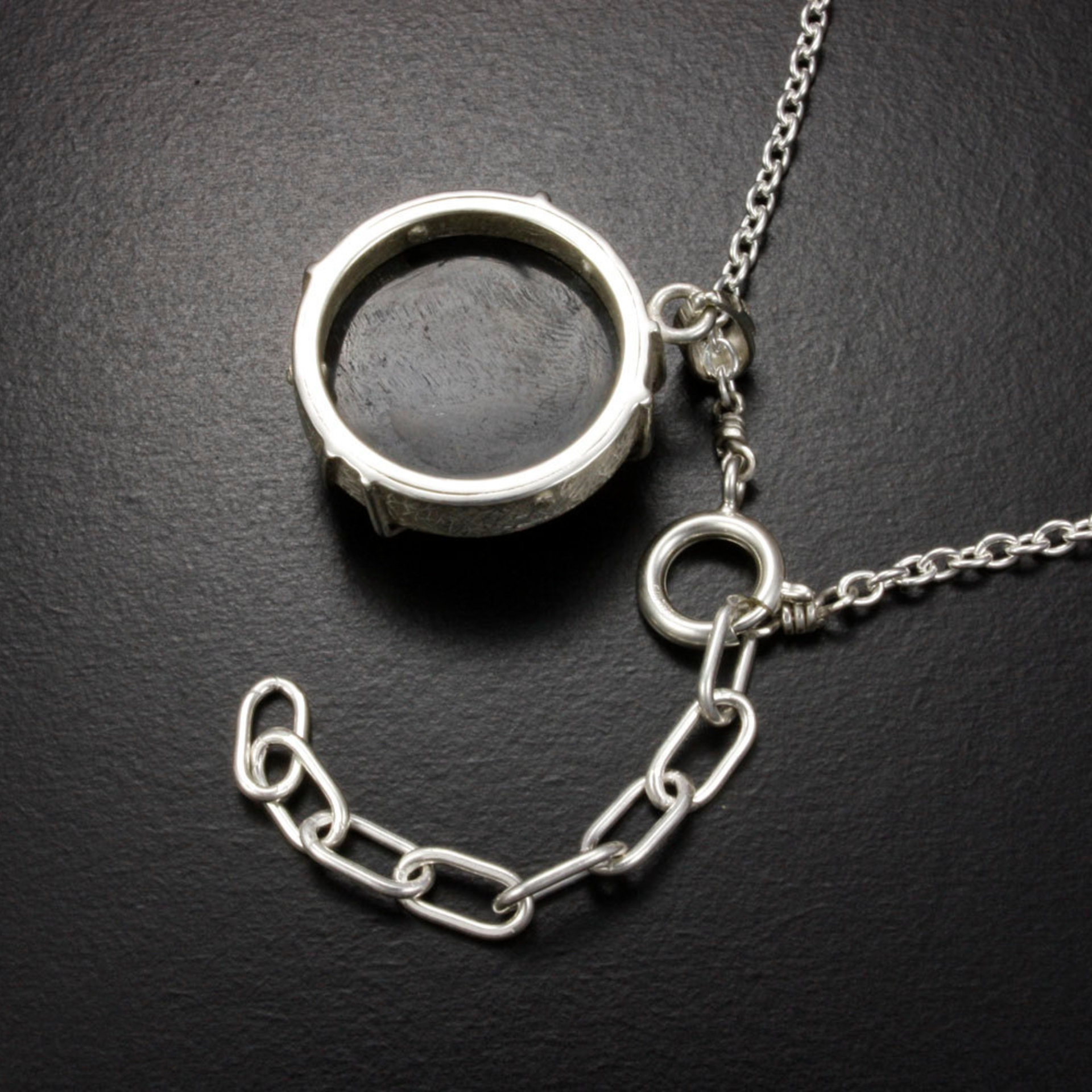 SOLD: Tribal design Chinese character"Accomplishment" silver pendant with a Hawk's Eye