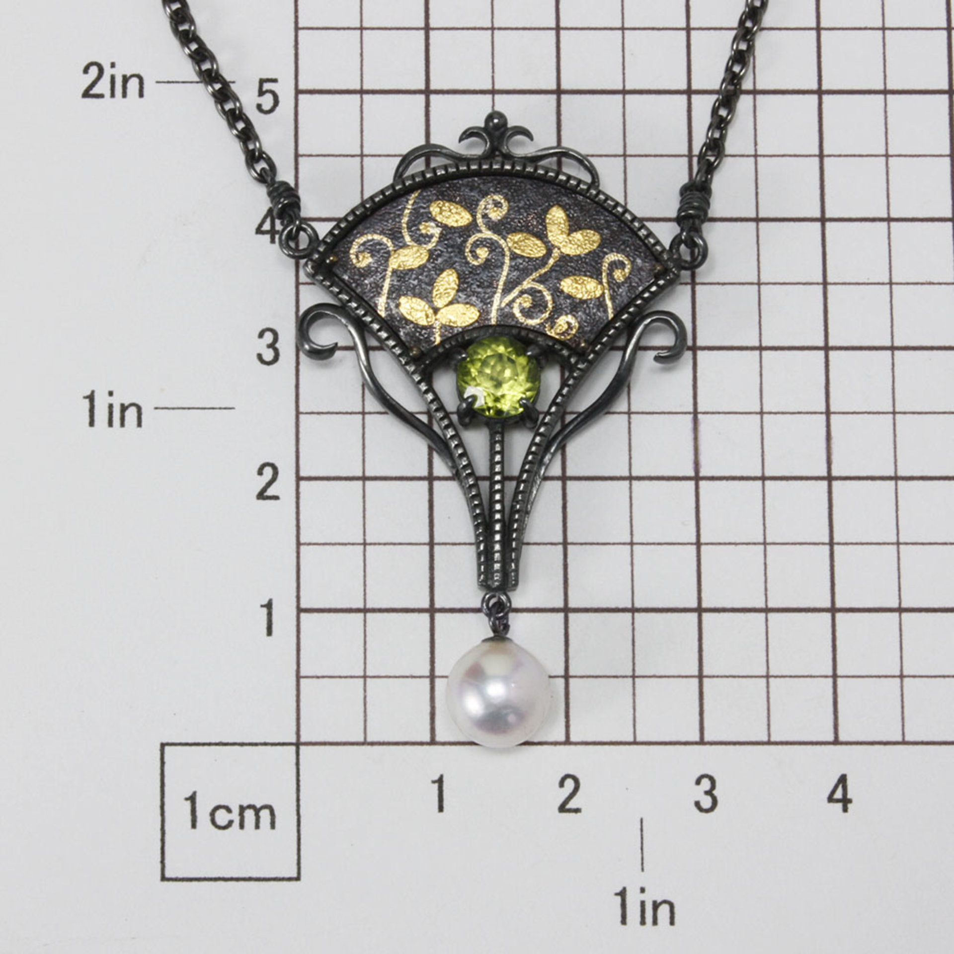 Gold inlay and Keum Boo necklace with Shakudo patinaed by Iroage