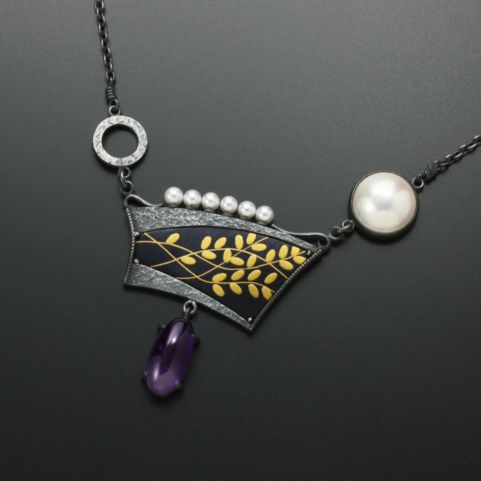 Japanese bush clovers and a full moon necklace
