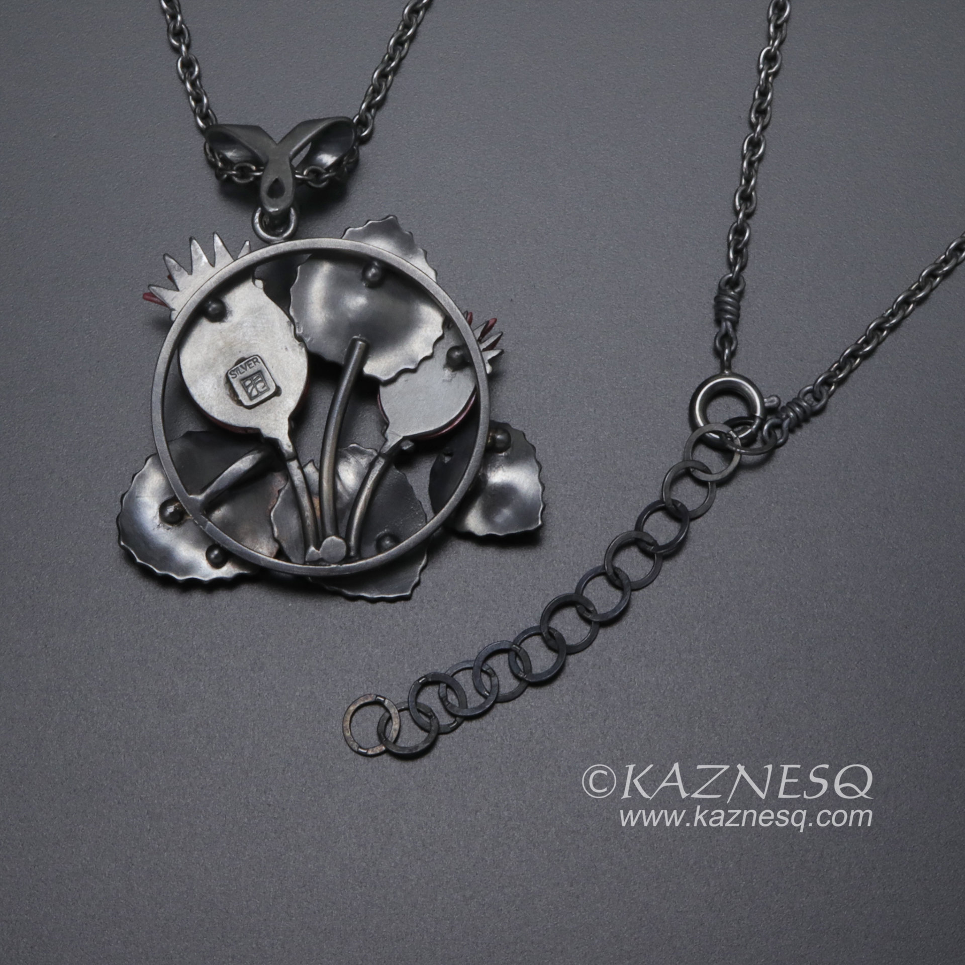 (C) KAZNESQ: Purple cranberry pendant necklace of Japanese Hido patina