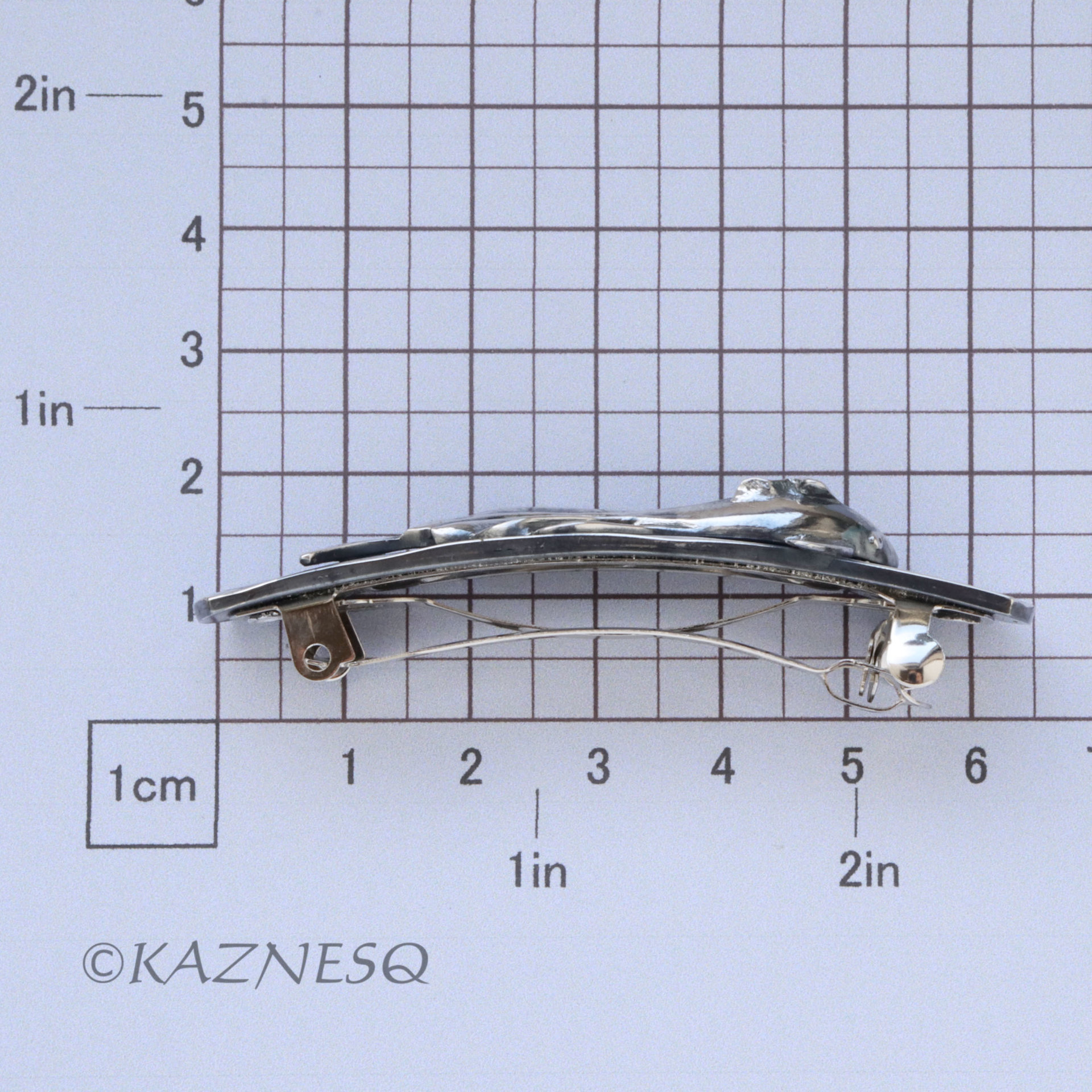 (C) KAZNESQ: Silver Barrette of sculptural KOI fish