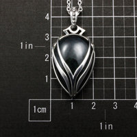 SOLD: Velvet obsidian silver pendant with stream lines