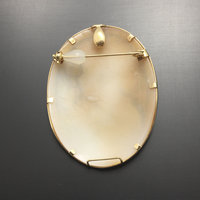 Vintage Shell cameo hand carved by an artist with gold frame(C2)