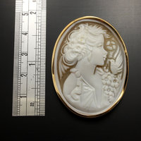 Vintage Shell cameo hand carved by an artist with gold frame(C2)