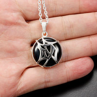 SOLD: Tribal design Chinese character"Accomplishment" silver pendant with a Hawk's Eye