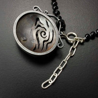 Copper leaf oval pendant