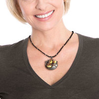 Copper leaf oval pendant