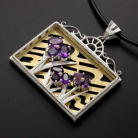(C) KAZNESQ: Iris pendant featuring amethyst
