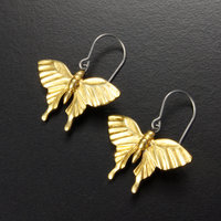 Sold: Fine gold Keum Boo silver butterfly earrings