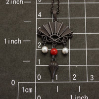 SALE: Fan pendant of Japanese patina with pearls and a coral