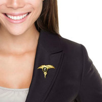 18K gold brooch of two crane motif with a black pearl