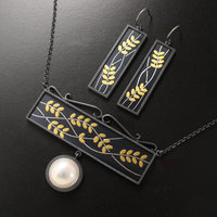 SOLD: Set of Japanese bush clover motif necklace and earrings