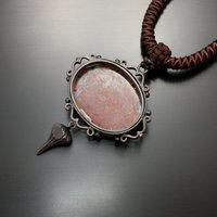 SOLD: Gold foil applied stone and Japanese patinaed sterling pendant