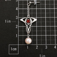 SOLD: Art Nouveau style earrings with vivid red sapphire