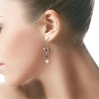 SOLD: Art Nouveau style earrings with vivid red sapphire