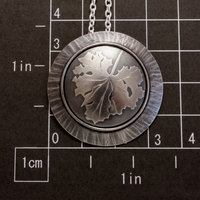 SOLD: Leaf motif silver Keum Boo round pendant