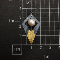 SOLD: Diamond shape Keum Boo pearl earrings