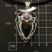 Bloodstone unisex tribal tattoo motif silver pendant necklace