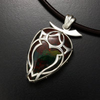 Bloodstone unisex tribal tattoo motif silver pendant necklace