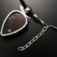 Bloodstone unisex tribal tattoo motif silver pendant necklace