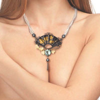 Amethyst and pearl necklace of ivy and fan motif