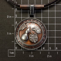 SOLD: Gourd motif silver and copper round picture pendant