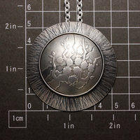 SOLD: Round Keum Boo silver pendant of white blossoms motif