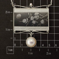 SOLD: Keum Boo silver necklace of the moon and blossoms motif