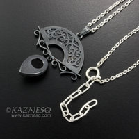 (C) KAZESQ:  Spring flower Keum Boo silver  necklacewith a rutilated quartz