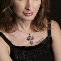 (C) KAZESQ:  Spring flower Keum Boo silver  necklacewith a rutilated quartz