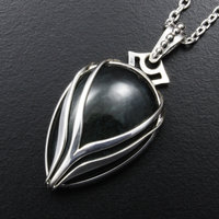 SOLD: Velvet obsidian silver pendant with stream lines