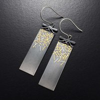 SOLD: Gold and silver strips Keum Boo earrings