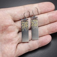 SOLD: Gold and silver strips Keum Boo earrings