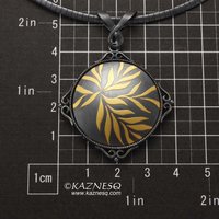 (C) KAZNESQ: Thriving leaves round Keum Boo pendant