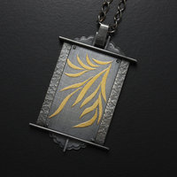 SOLD: Thriving leaves rectangle Keum Boo pendant