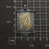 SOLD: Thriving leaves rectangle Keum Boo pendant