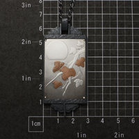 The moon and the leaves Keum Boo silver picture pendant