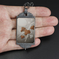 The moon and the leaves Keum Boo silver picture pendant