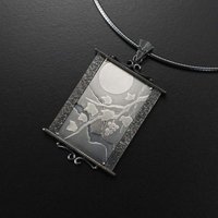 SOLD: The moon and leaves Keum Boo silver pendant II