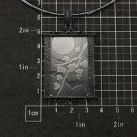 SOLD: The moon and leaves Keum Boo silver pendant II