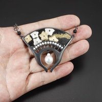 SOLD: Bellflower motif pendant with a baroque pearl